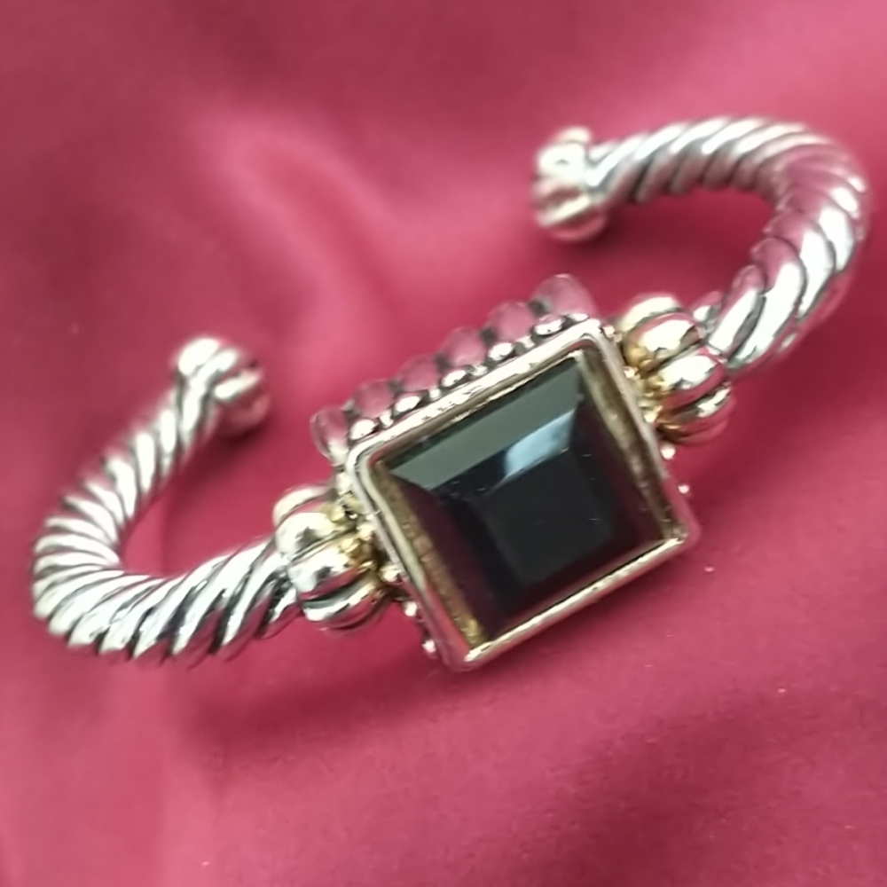 Elegant Silver and Gold Cable Cuff Bracelet